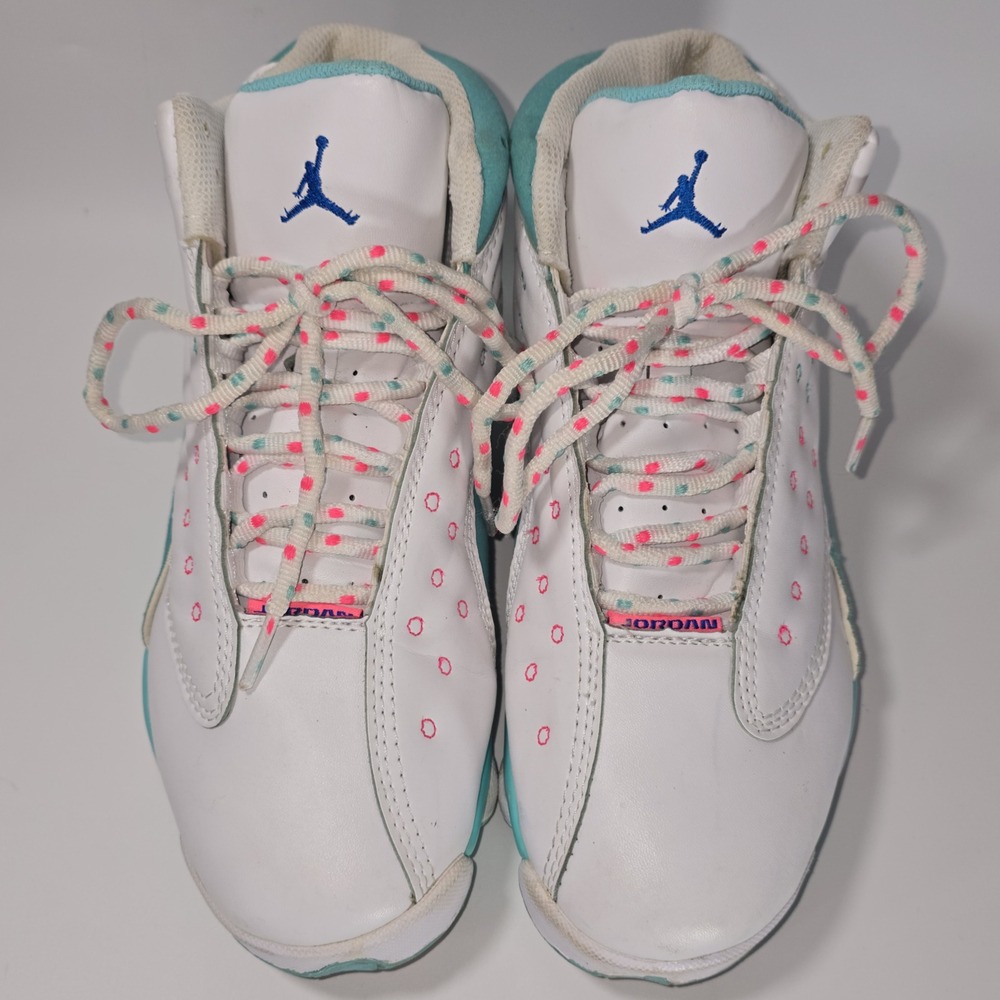 Jordan 13 Retro Aurora Green White Teal Pink GS 439358-100 Size 8.5 Womens